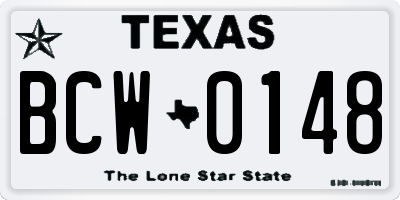 TX license plate BCW0148