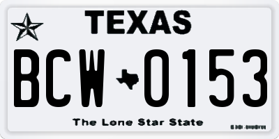 TX license plate BCW0153