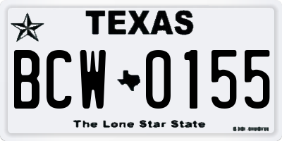 TX license plate BCW0155