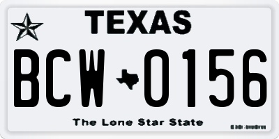 TX license plate BCW0156