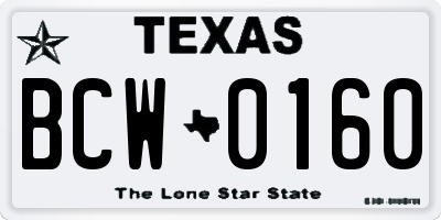 TX license plate BCW0160