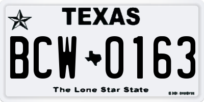 TX license plate BCW0163