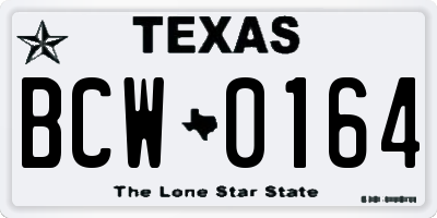 TX license plate BCW0164