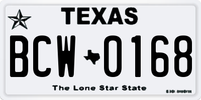 TX license plate BCW0168