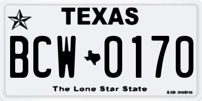 TX license plate BCW0170