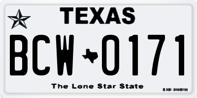 TX license plate BCW0171