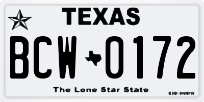 TX license plate BCW0172