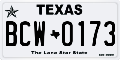 TX license plate BCW0173