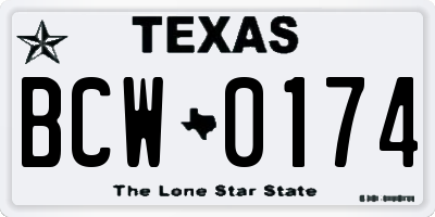 TX license plate BCW0174