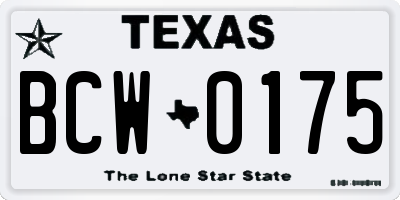 TX license plate BCW0175