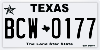 TX license plate BCW0177