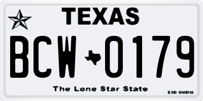 TX license plate BCW0179