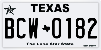 TX license plate BCW0182