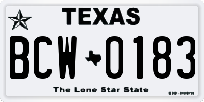 TX license plate BCW0183