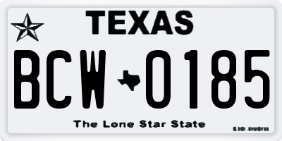 TX license plate BCW0185