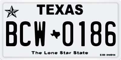 TX license plate BCW0186