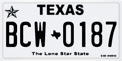 TX license plate BCW0187