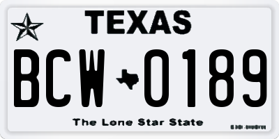 TX license plate BCW0189