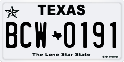 TX license plate BCW0191
