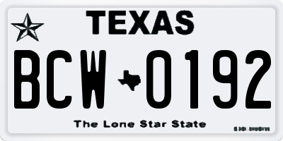 TX license plate BCW0192