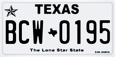 TX license plate BCW0195