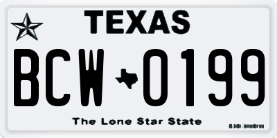 TX license plate BCW0199