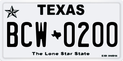 TX license plate BCW0200