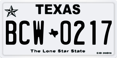 TX license plate BCW0217