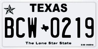 TX license plate BCW0219