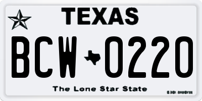 TX license plate BCW0220