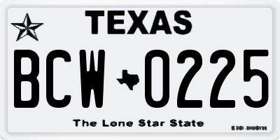 TX license plate BCW0225
