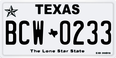 TX license plate BCW0233