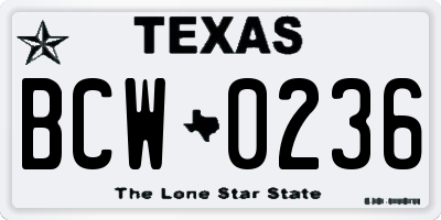 TX license plate BCW0236