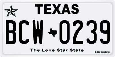 TX license plate BCW0239