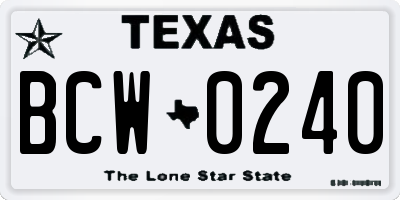 TX license plate BCW0240