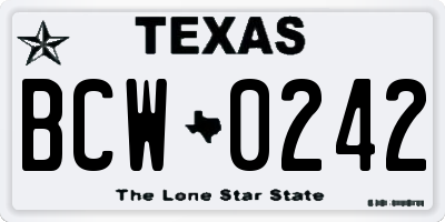 TX license plate BCW0242