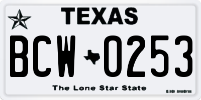TX license plate BCW0253