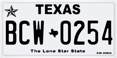 TX license plate BCW0254