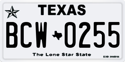 TX license plate BCW0255