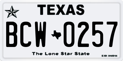TX license plate BCW0257