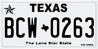 TX license plate BCW0263