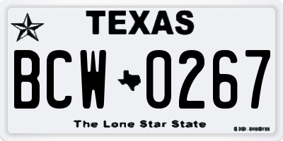 TX license plate BCW0267