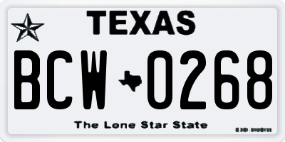 TX license plate BCW0268