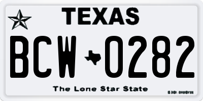 TX license plate BCW0282
