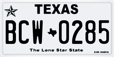 TX license plate BCW0285