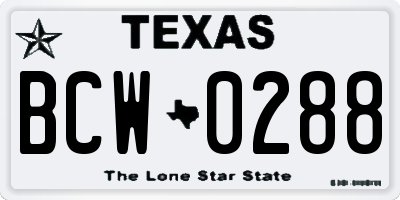 TX license plate BCW0288
