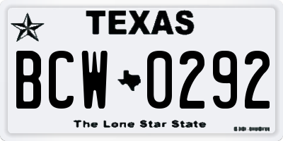 TX license plate BCW0292