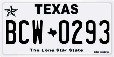 TX license plate BCW0293