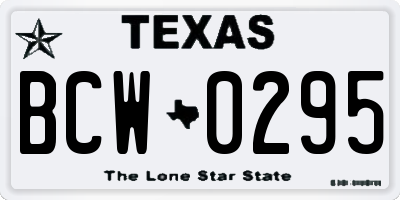 TX license plate BCW0295