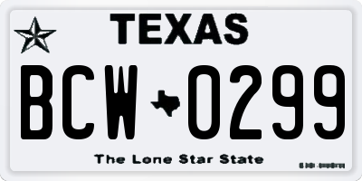 TX license plate BCW0299